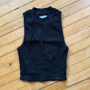 Tna Black Ribbed Sleeveless Crop Tank Top